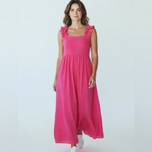 lake brunch dress Lake Como Fitted Bodice Cami Strap Midi Dress Peach main image 0